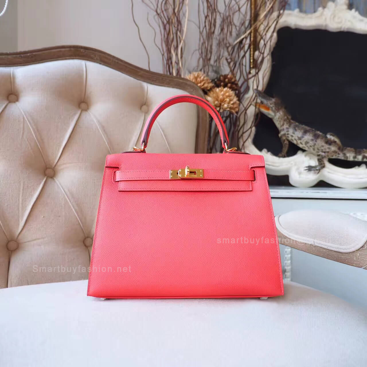Hermes Kelly 25 Bag in t5 Rose Jaipur Epsom GHW